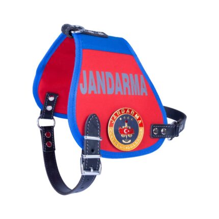 Doggie Görevli Köpek Jandarma Armalı Üniforma Göğüs Tasması Kırmızı 2,5X70-80Cm