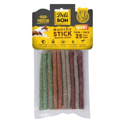 Delibon Deri Munchy Çubuk İnce Boy 25 Li Paket Karışık Renk Karışıkrenk İncex25Ad.