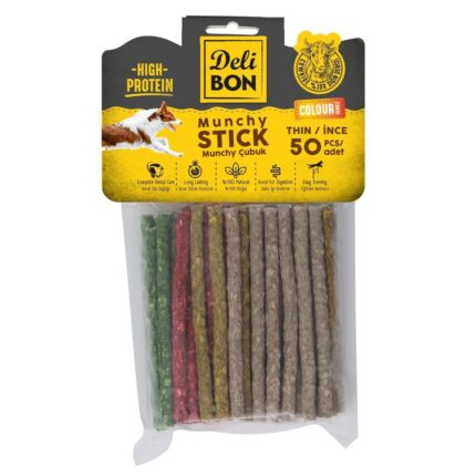 Delibon Deri Munchy Çubuk İnce Boy 50 Li Paket Karışık Renk Karışıkrenk İncex50Ad.