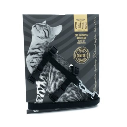 Cattie Kedi Göğüs & Gezdirme Takımı Siyah 1X25-40Cm