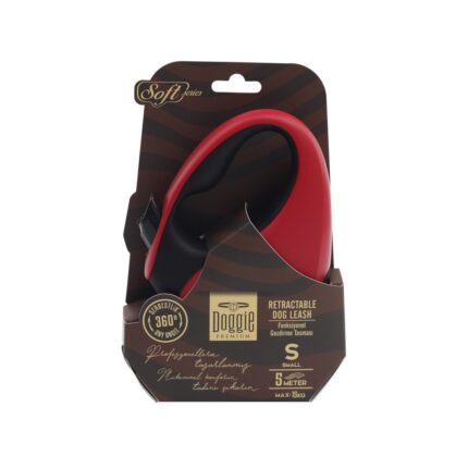 Doggie Otomatik Uzatma Tasması Soft Seri Kırmızı 15Kg/5Mt