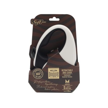 Doggie Otomatik Uzatma Tasması Soft Seri Beyaz 15Kg/5Mt