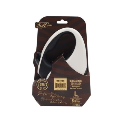 Doggie Otomatik Uzatma Tasması Soft Seri Beyaz 50Kg/5Mt