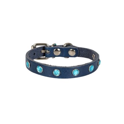 Cattie Taşlı Deri Kedi Tasması Royalmavi 1X16-20Cm